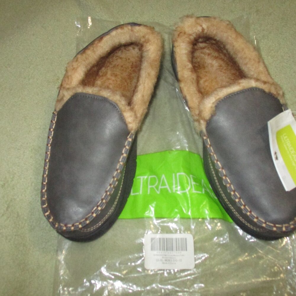 NWT Ultraideas Moccasins Slippers Memory Foam Mens Sz 10